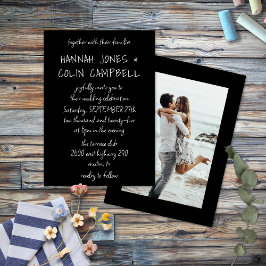 Convites Tipografia Manuscrita Casual Branco e Preto