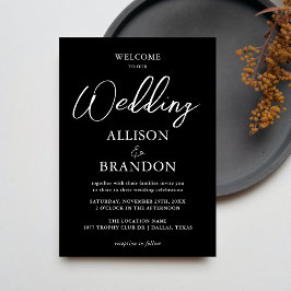 Convites Tipografia Manuscrita Única Preto Branco Casamento