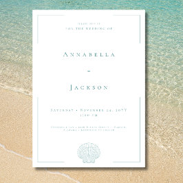 Convites Tipografia Mínima Casamento Aqua e Branco