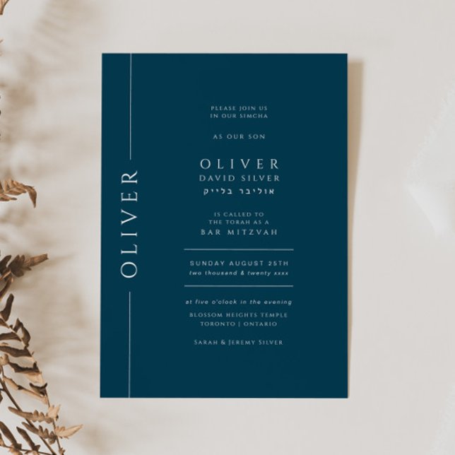 Convites Tipografia Mínima do Bar Azul Mitzvah (Criador carregado)