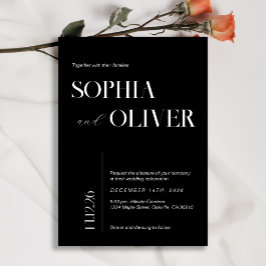 Convites Tipografia minimalista branca e negra