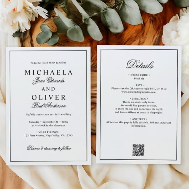 Convites Tipografia Minimalista e Elegante para Casamento T (Criador carregado)