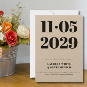 Convites Tipografia minimalista Kraft Salve a data