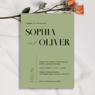 Convites Tipografia minimalista moderna do muso verde