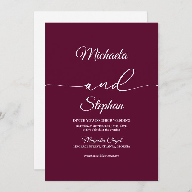 Convites Tipografia Moderna | Bold Bellisia Wedding (Frente/Verso)