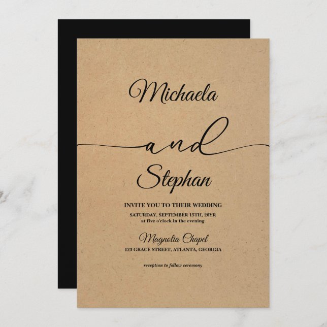 Convites Tipografia Moderna | Bold Bellisia Wedding (Frente/Verso)