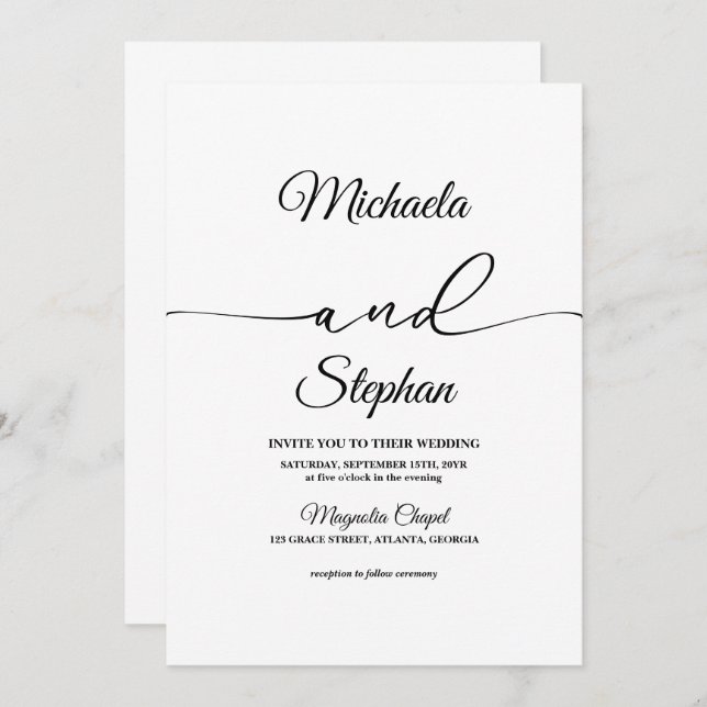 Convites Tipografia Moderna | Bold Bellisia Wedding (Frente/Verso)
