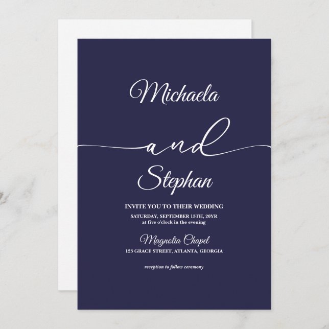 Convites Tipografia Moderna | Bold Bellisia Wedding (Frente/Verso)