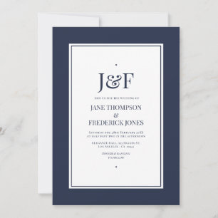 Convites Tipografia Moderna Casamento Azul-Navy e Branco