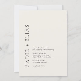 Convites Tipografia Moderna Casamento Beige Elegante