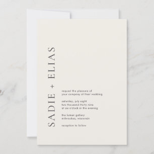 Convites Tipografia Moderna Casamento Beige Elegante