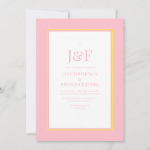 Convites Tipografia Moderna Casamento Rosa e Amarelo