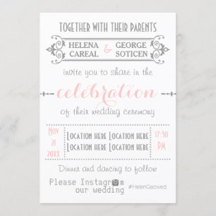 Convites Tipografia moderna com casamento do hashtag de