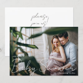 Convites Tipografia moderna com Chá de fraldas fotográfico