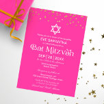 Convites Tipografia Moderna Dourada Confetti Rosa Bat Mitzv<br><div class="desc">Dourada Tipografia Moderna Confetti Pink Bat Mitzvah Convite</div>