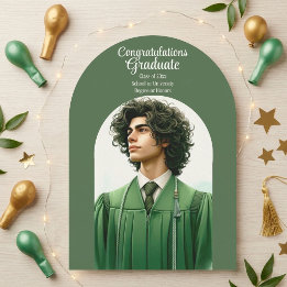Convites Tipografia Moderna Graduado Arco Minimalista Verde