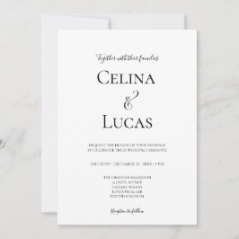 Convites Tipografia moderna minimalista Casamento preto e b