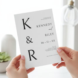 Convites Tipografia Moderna Monograma Casamento QR Branco P