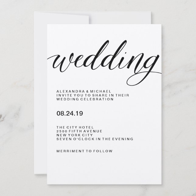 Convites Tipografia Moderna Simples no Papel Kraft (Frente)