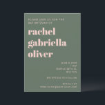 Convites Tipografia Negra Bat Verde Rosa Moderno Mitzvah<br><div class="desc">Típica Negra Rosa e Floresta Verde Simples Bat Mitzvah Convite</div>
