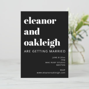 Convites Tipografia Negra e Branca Casamento Moderno