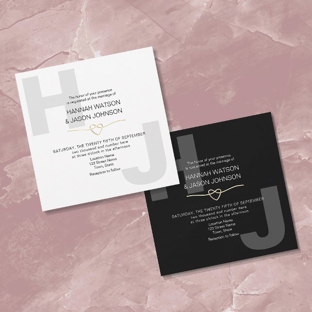 Convites Tipografia Negra e Branca Moderna (Criador carregado)