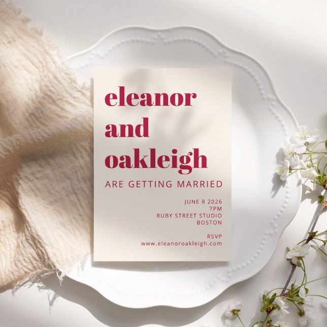 Convites Tipografia Negra e Casamento Moderno de Ivory (Criador carregado)