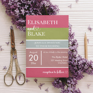 Convites Tipografia Negra e Casamento Moderno Verde