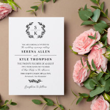 Tipografia Negra Laurel Wreath Monograma Casada Em