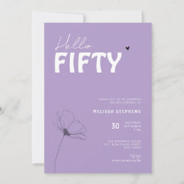 Convites Tipografia Negra Roxa e Branca Elegante Aniversári