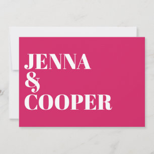 Convites Tipografia Negrita Retro Moderna Magenta Casamento