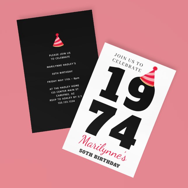 Convites Tipografia Negrito 50º Aniversário (Criador carregado)