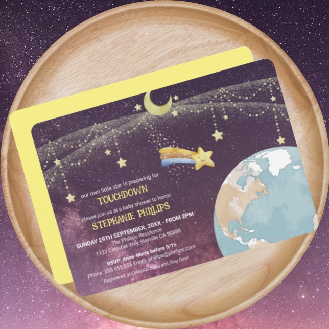 Convites Tipografia Personalizada em Estrela Celestial Dive (Celestial Star Cute Custom Text Baby Shower Invitation)