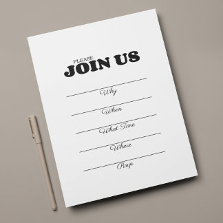 Convites Tipografia Preta Multiuso de Preenchimento Manuscr