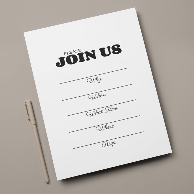 Convites Tipografia Preta Multiuso de Preenchimento Manuscr (Criador carregado)