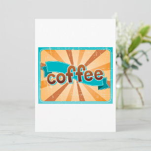 Convites Tipografia Retro Café Explosão Solar Marrom Azul