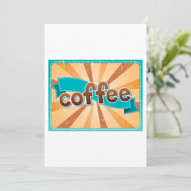 Convites Tipografia Retro Café Explosão Solar Marrom Azul (Criador carregado)