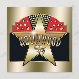 Convites Tipografia Retro de Hollywood Antigo Dourado Convi