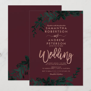 Convites Tipografia Rosa dourada Casamento floral