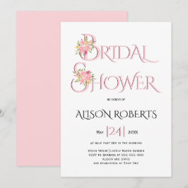 Convites Tipografia rosada esbranquiçada, chá de panela ros