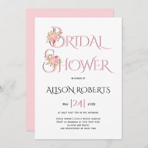 Convites Tipografia rosada esbranquiçada, chá de panela ros