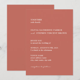 Convites Tipografia rugosidade castanha casamento moderno