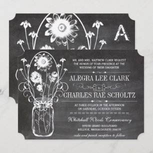 Convites Tipografia Rustic Chalkboard Mason Jar Vintage