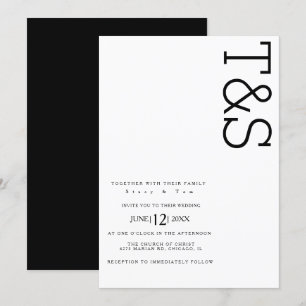 Convites Tipografia Simples Preta e Branca Casamento Bold