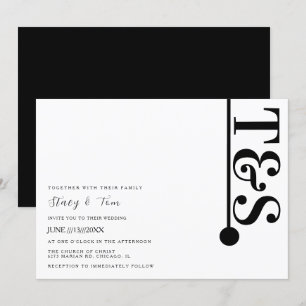 Convites Tipografia Simples Preta e Branca Logotipo de Linh