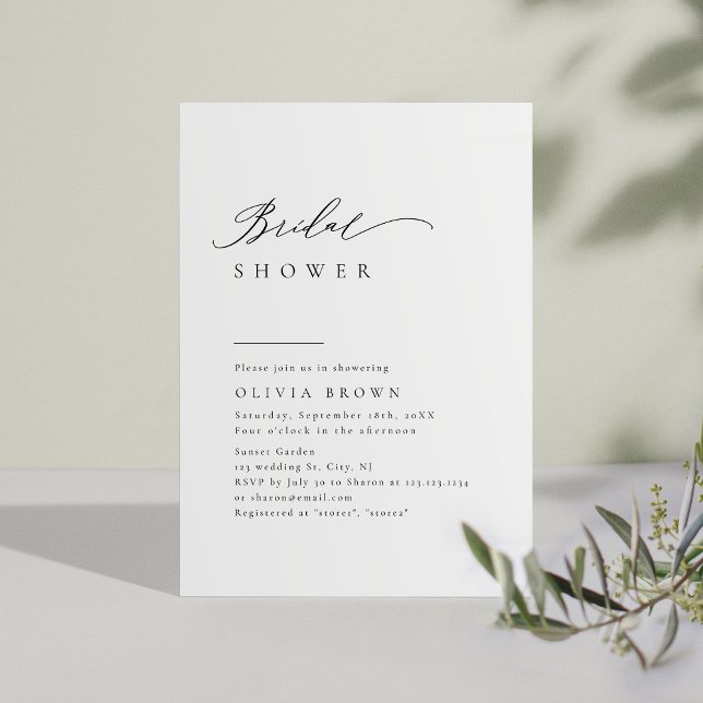 Convites Tipografia Simplesmente Elegante para Chá de Noiva (Simply Elegant Typography Modern Bridal Shower Invitation)