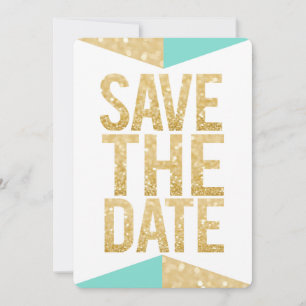 Convites Tipografia Teal Gold Glitter Azteca para Salvar a