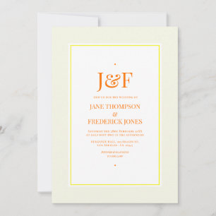 Convites Tipografia Trendy Amarelo, Laranja e Casamento de 