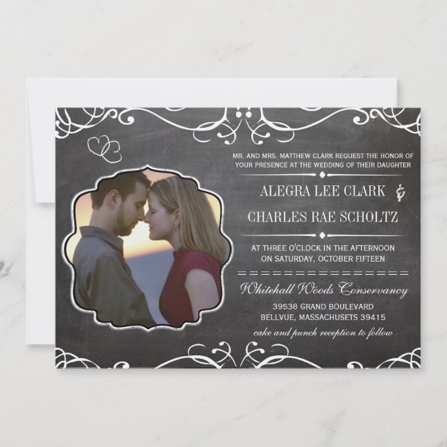 Convites Tipografia Vitoriana Moderna do Chalkboard (Frente)