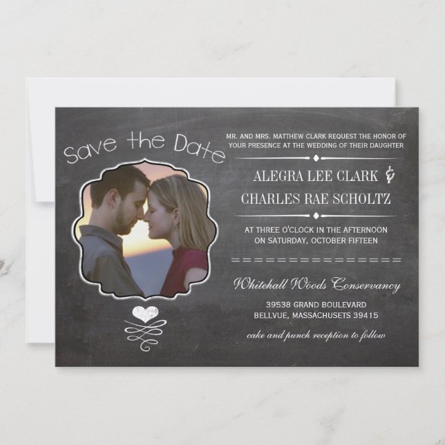 Convites Tipografia Vitoriana Moderna do Chalkboard (Frente)